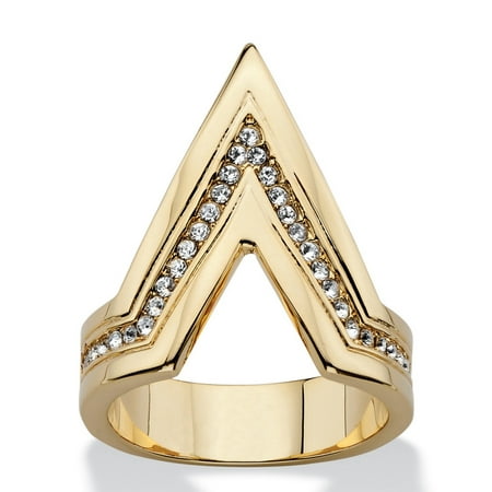 - Pave Crystal Chevron Cocktail Ring MADE WITH SWAROVSKI ELEMENTS 14k Gold-Plated