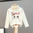 thumbnail image 2 of Ulitacool Girls Sweater Long Sleeve Kids Baby And Shirts High Collar Soft T Shirt Unisex Pullover Sweatshirt Crewneck Tops Retro Outfits White 12-18 Months, 2 of 3