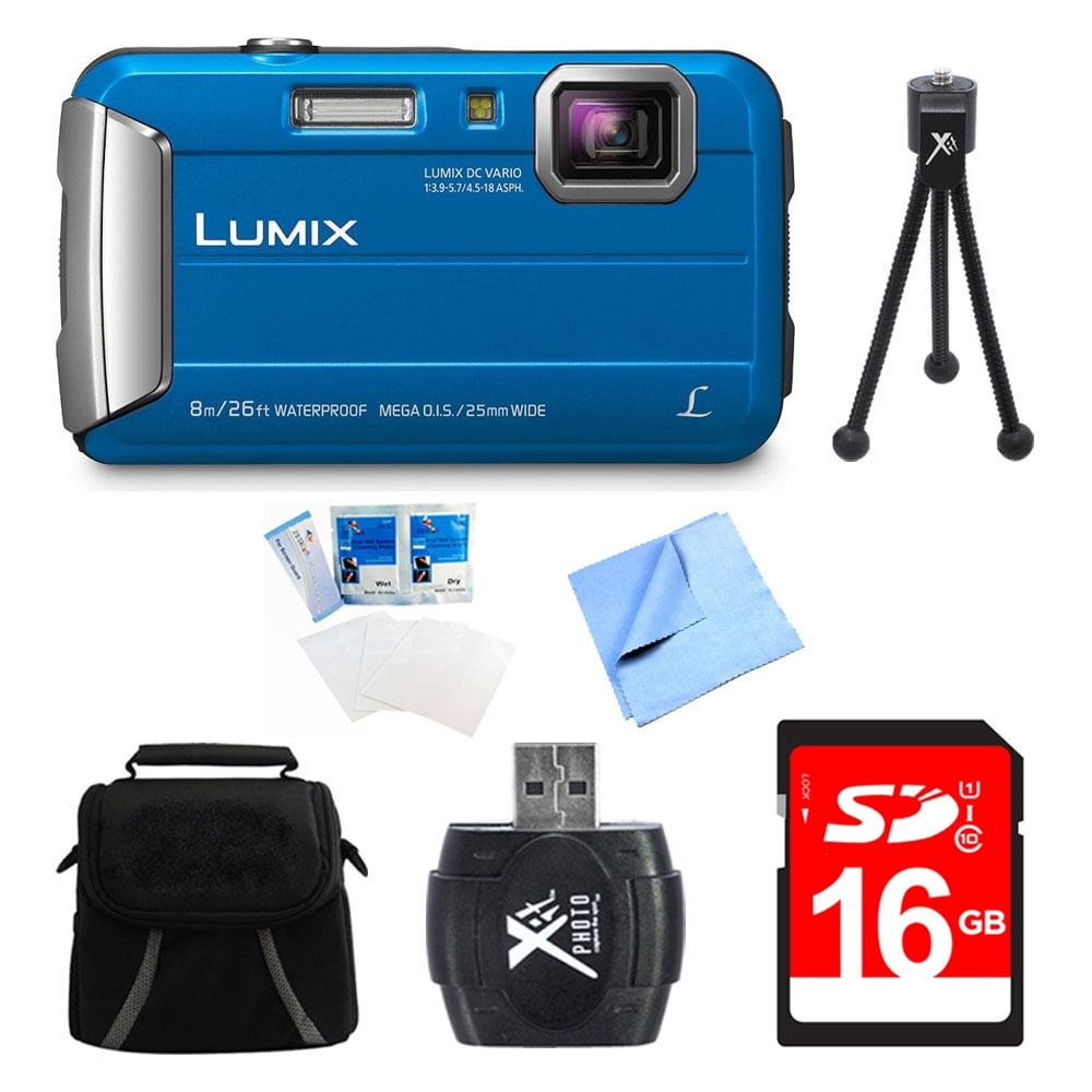 Panasonic LUMIX DMCTS30 Active Tough Blue Digital Camera 16GB Bundle