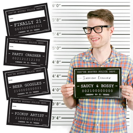 21st Birthday Cookies - 21st Birthday Party Mug Shots - Birthday Photo Booth Props Party Mug Shots - 20 Count