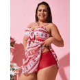 thumbnail image 2 of Tankini de gran altura Rosegal talla grande Malla geométrica Sheer, 2 of 5