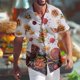 thumbnail image 4 of Camisa hawaiana con gráfico de hamburguesas y papas fritas para hombre, camisas hawaianas holgadas de manga corta con estampado 3D de comida, blusas de calle con solapa, 4 of 4