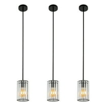 Miumaeov 3pcs Modern Black/Clear Chandelier Rain Drop Crystal Ceiling Light Fixture Hanging Lamp E26