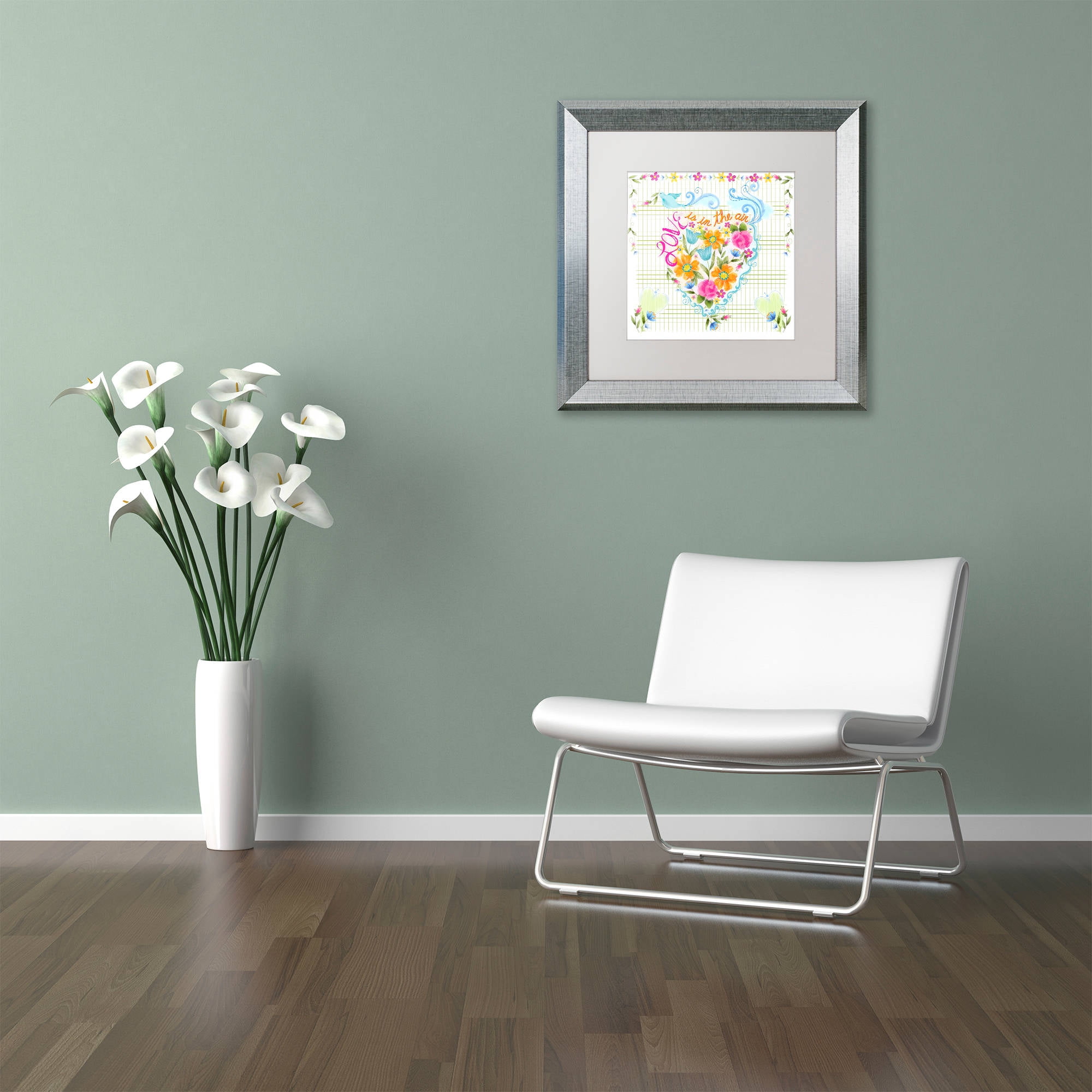 Trademark Fine Art "Love Heart" Canvas Art by Lisa Powell Braun, White Matte, Silver Frame