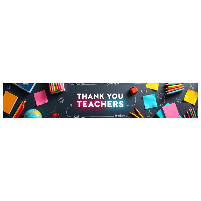 Colorful Thank You Teachers Backdrop Banner, Teacher Appreciation Day Decor, Education Theme Background, for Classroom Celebrations Teacher Parties Photo Props