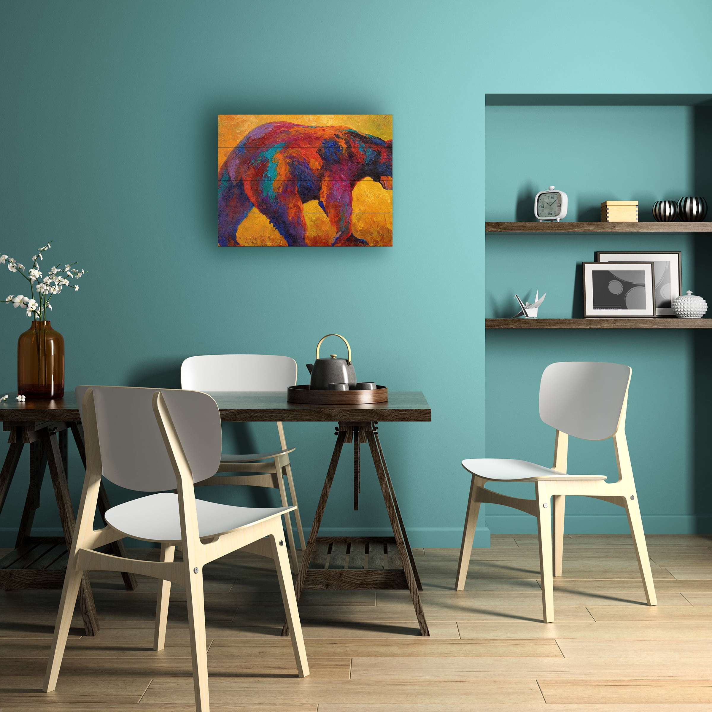 Marion Rose 'Daily Rounds Black Bear' Wood Slat Art