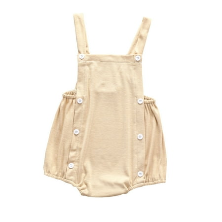 

Bmnmsl Summer Newborn Baby Boy Girl Clothes Button Jumpsuit Romper Bodysuit Playsuit Overall 0-24M