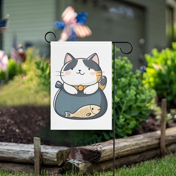 Yayeee Garden Flag 12" x 18" Double Sided Outdoor Yard Lawn Holiday Decorations, Blue Cute Cat