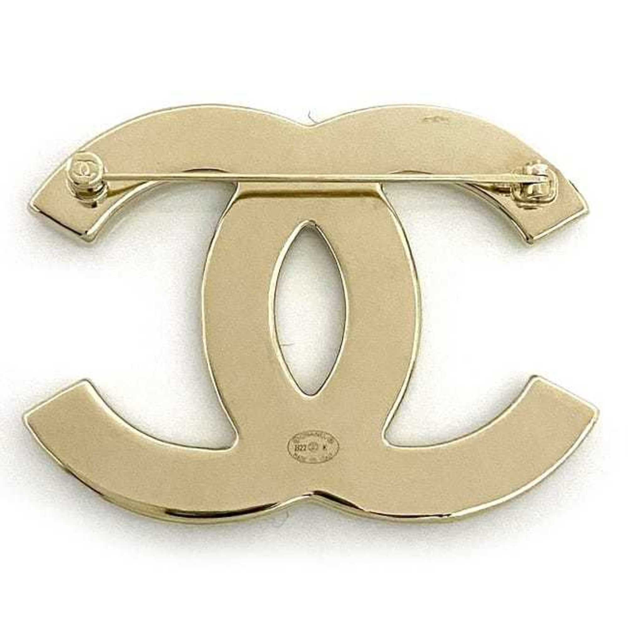 Pre-Owned CHANEL Brooch Gold Black Beige Cocomark GP B22 K Pin