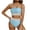 Light Blue, variant on Women's Color Block Bikini Sets Push Up High Cut Bathing Suits Bandeau Two Piece Swimwear,Hot Pink,L