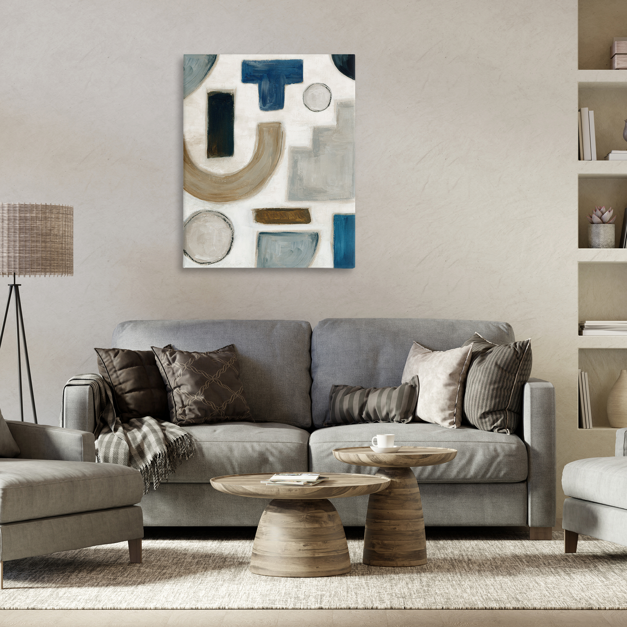 Stupell Industries Natural Tone Shapes Abstract Painting Wrapped Canvas Art Print Wall Art, 30 x 40