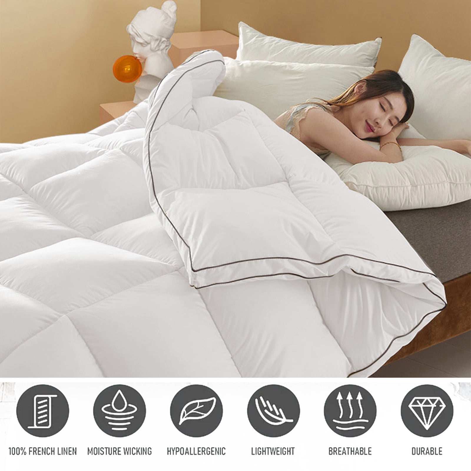 Machine Washable Lightweight Quilt for All-Season Comfort, Cotton-Spandex Blend, Size 200x150cm, Breathable for Air-Conditioned Rooms
