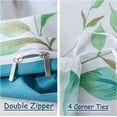 thumbnail image 3 of Duvet Cover Sets Queen Size 100% Cotton Teal Green Leaves Patterned Comforter, 3 of 9