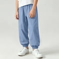 thumbnail image 5 of Nilvkv Boys Lightweight Pants, Boys Pants, Solid Color Cuffed Joggers with Elastic Waist and Side Pockets, ready for Outdoor Sports and Summer Blue 9-10 Years, 5 of 8