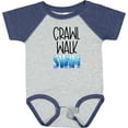 thumbnail image 3 of Inktastic Crawl Walk Swim Wave Design Boys or Girls Baby Bodysuit, 3 of 5
