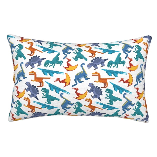 Balery Block Dinosaur Funda de Cojín Estampada, Regalos para Mujeres, Regalos de Amor para Ella, Regalos para Novia o Esposa, Funda de Almohada-14"x20"