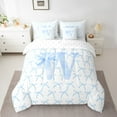 thumbnail image 2 of Erosebridal Letter Bow Bed in a Bag Full size,Monogrammed Initial Bed Set,Dreamy Room Decorative,Reversible,Breathable,7-Piece, 2 of 5