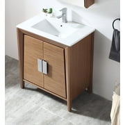 Tennant Brand 30 Modern Light Wheat Bathroom Vanity with White Ceramic Top