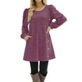 thumbnail image 1 of Women's Long Sleeve Dresses Button Side Scoop Neck Fall Dress Tunic With Pockets, 1 of 5