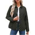 thumbnail image 2 of Veste Matelassée Décontractée pour Femmes 2025 Manches Longues Bouton Pression Col à Revers Manteau d'Hiver avec Poches, 2 of 7