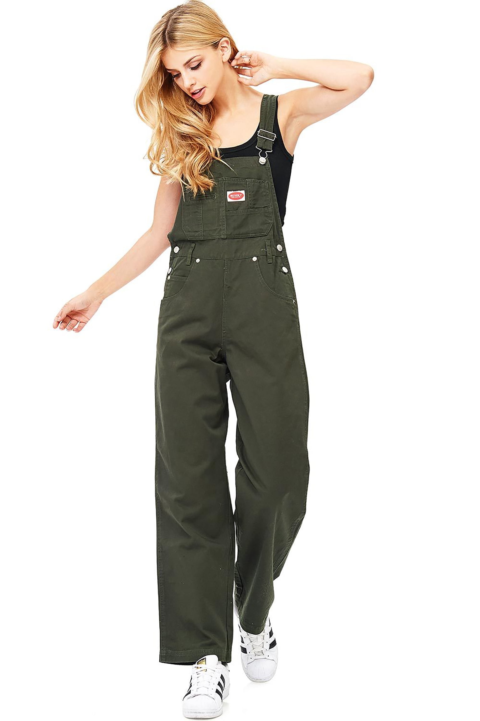 Revolt Revolt Women's Juniors Classic Twill Canvas Overalls (S, Dark