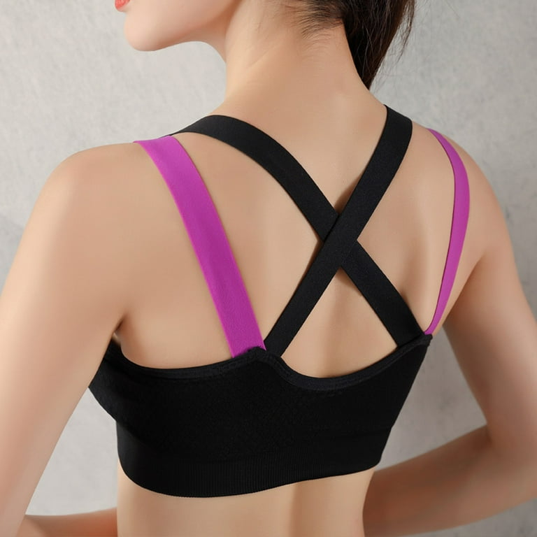 JDEFEG Long Line Sports Bra For Women Yoga Solid Sleeveless Cold Shoulder  Casual Tanks Yoga Bra Top Bras Women with Support Polyester Black Xl