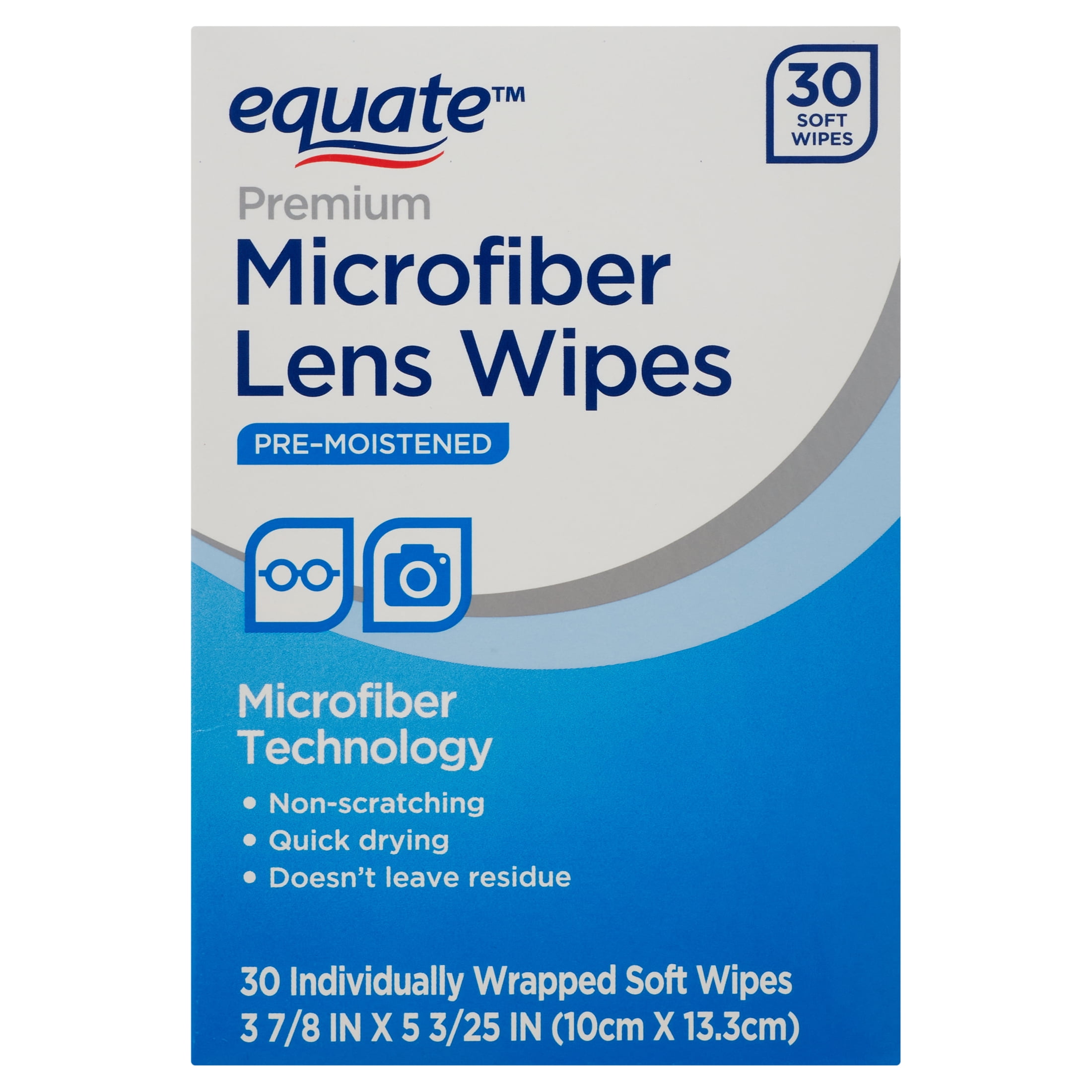 Equate Premium Microfiber Lens Wipes, 30 Count