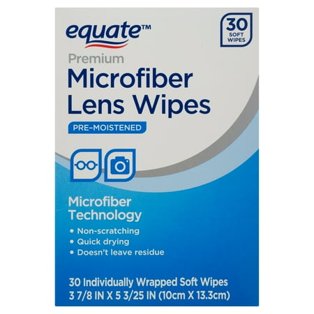 Equate Premium Microfiber Lens Wipes, 30 Count