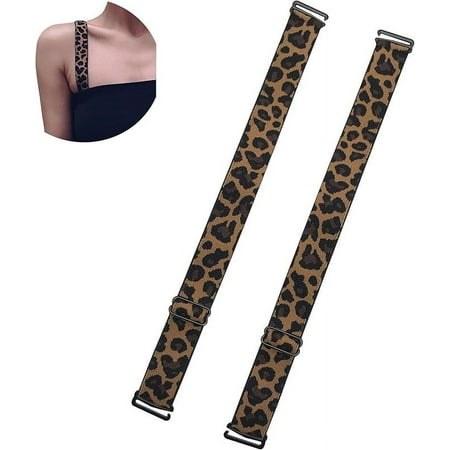 Moly Story Wide Bra Straps Replacement Adjustable Decorative Lingerie Straps for Strapless Bra Leopard 1 Inch Width