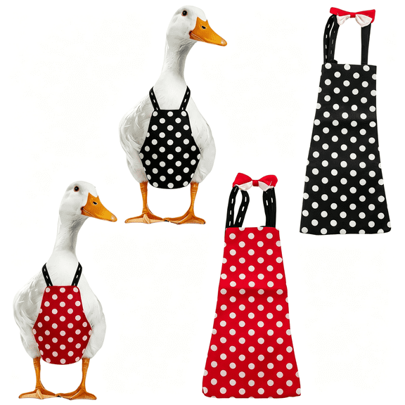 AOMRCOL 2 Pack Chicken Diapers for Hens, Roosters, Diapers for Ducks, Ducklings, Reusable Pet Diaper with Bow Ties Waterproof Poultry Nappies for Geese Pet Ducks-Red&Black Polka,M