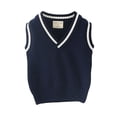 thumbnail image 3 of Chalecos de punto para niños escolares, suéter con cuello en V, chaleco, camiseta interior para adolescentes, cárdigan informal sin mangas para niñas, Tops de 4 a 13 años, 3 of 5