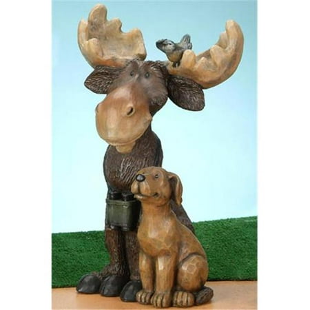 15 75 Height Moose Sitting With Dog Bird Feeder Walmart Com