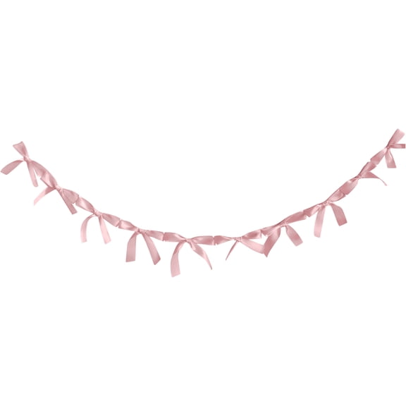 Pink Bow Garlands Banner Decoration Pre-Strung Satin Ribbon Ornaments for Birthday Bachelorette Party Bridal Shower Wedding Engagement Baby Shower Graduation Decor