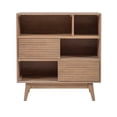 thumbnail image 4 of Pemberly Row Bookcase 3 Open Shelves 2 Sliding Door Panels in Natural, 4 of 12