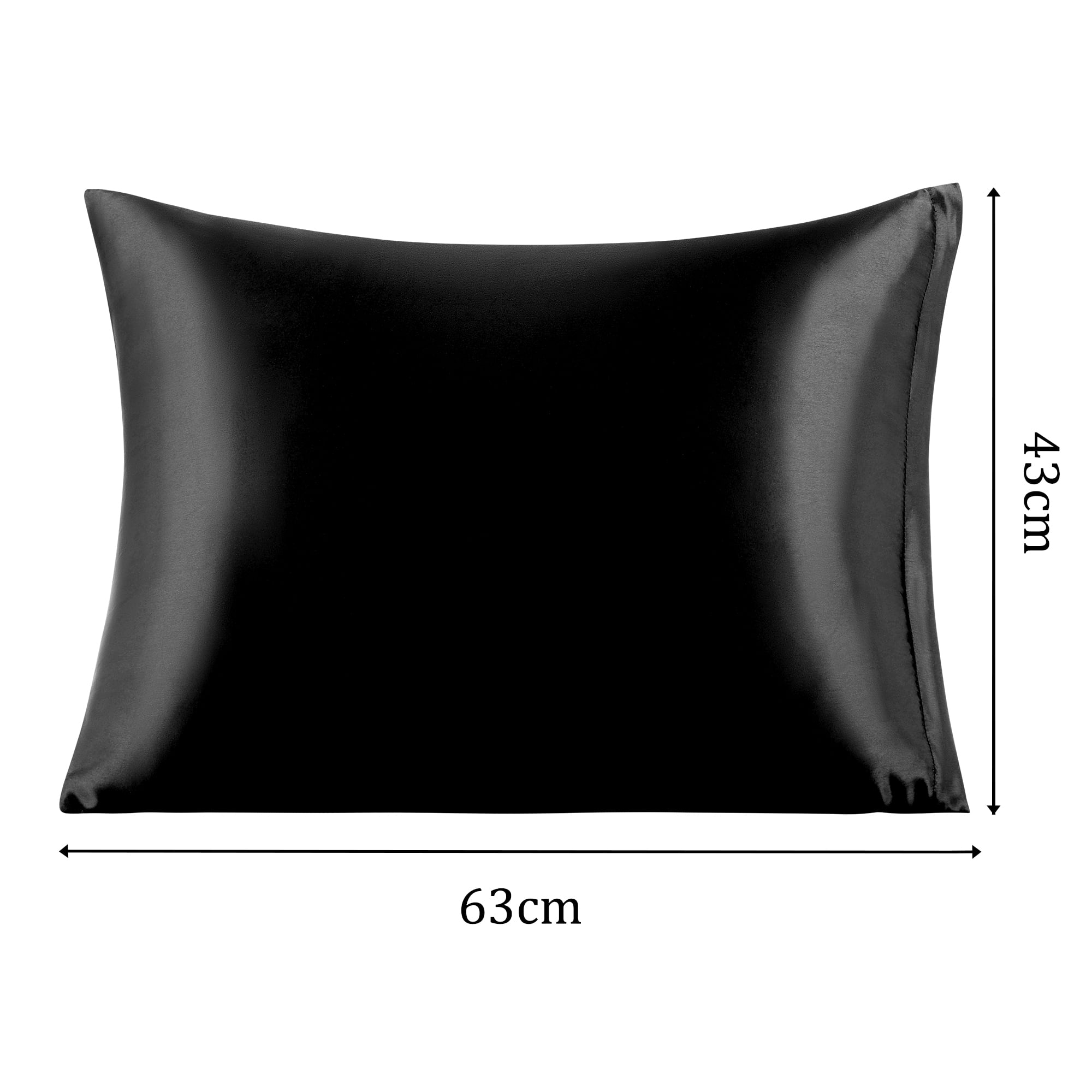 Unique Bargains Satin Set of 2 Zipper Closure Pillowcases Black 17"x25"