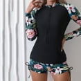 thumbnail image 4 of Kcodviy Women Two Piece Rash Maternity Guard Long Sleeve Zipper Guard Womens Swimsuits Swim Shirt Bathing Guard Swimsuit Suit with Boyshort Bottom, 4 of 7