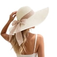 thumbnail image 5 of Karymi Cowboy Hat Solid Wide Oversized Sloped Brim Woven Straw Sun Hat with Back Organza Sheer Ribbon Big Bow Decor, Breathable Floppy Beach Hat Derby Hats for Women, 5 of 5