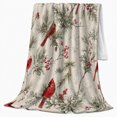 thumbnail image 2 of Cardinal Winter Pine Branch Wildlife Art, Festive Holiday Scene, Warm Flannel Blanket for Cabin and Lodge with Detailed Artwork, Art Lovers Christmas Gift, Festive Home Decor, 2 of 9