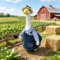 thumbnail image 4 of 23 Inch Porch Goose Gardener Outfit, Plaid Shirt Denim Skirt Straw Hat Garden Statue Clothes Set, 4 of 7