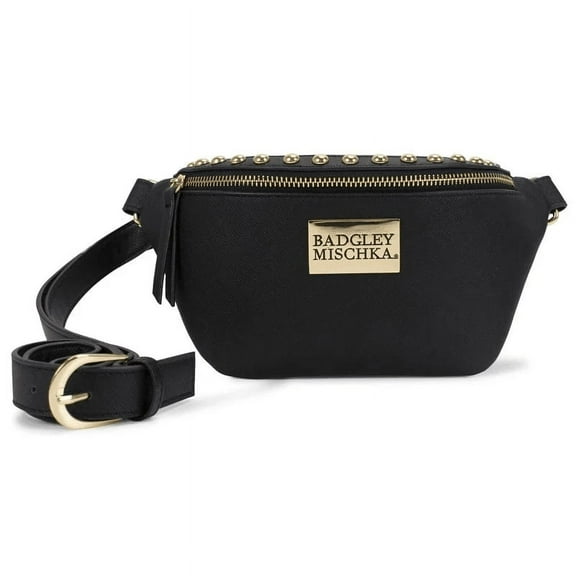 Badgley Mischka Bridgette Vegan Leather Fabric Belt Bag in Black