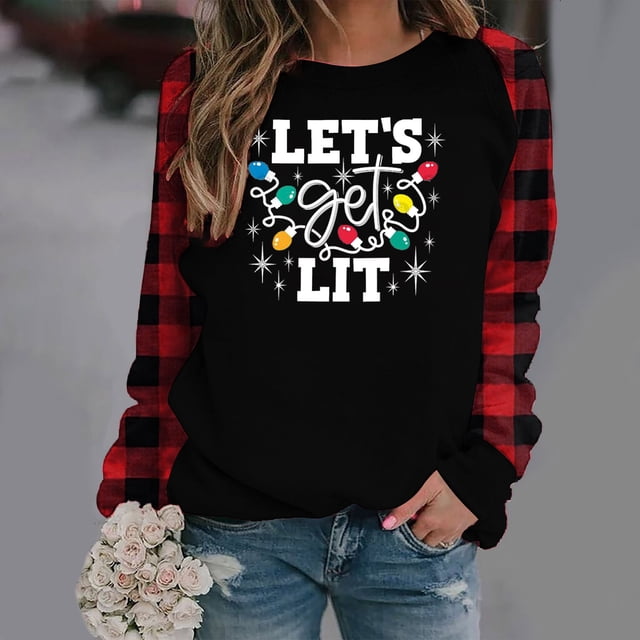 Hooded & Blouse Économies de Rentrée Scolaire! zanvins Hauts pour Femmes Mode Hiver T-Shirt Décontracté à Manches Longues Col Rond Imprimé