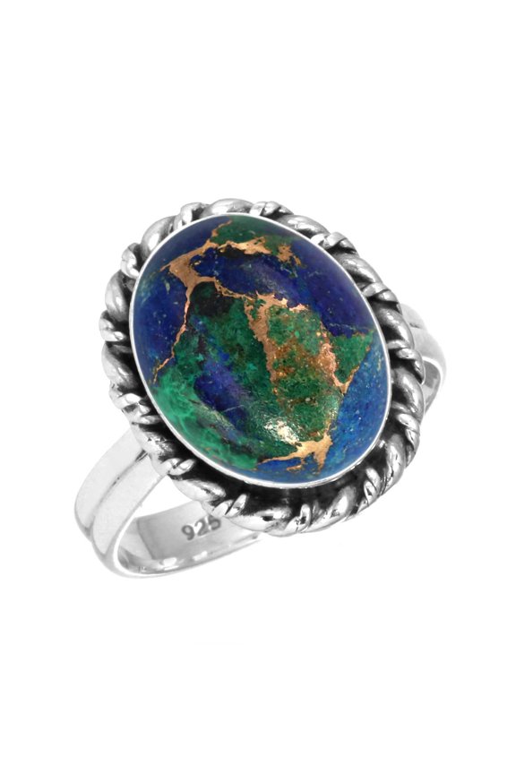 Natural Mohave Azurite Ring 925 Sterling Silver Handmade Jewelry