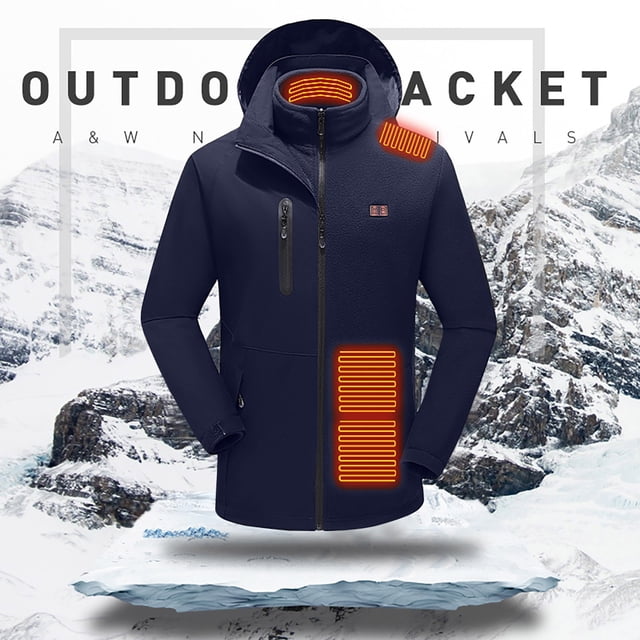 EGNMCR Jackets for Men Outdoor Warm Clothing Heated For Riding Skiing Fishing Charging Via Heated Coat