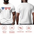 thumbnail image 5 of Independence Day Love Heart Men's T Shirts Patriotic American Flag Red Stripe Blue Star T-Shirt for Men Crew Neck Tees Cotton Tops White, S, 5 of 9