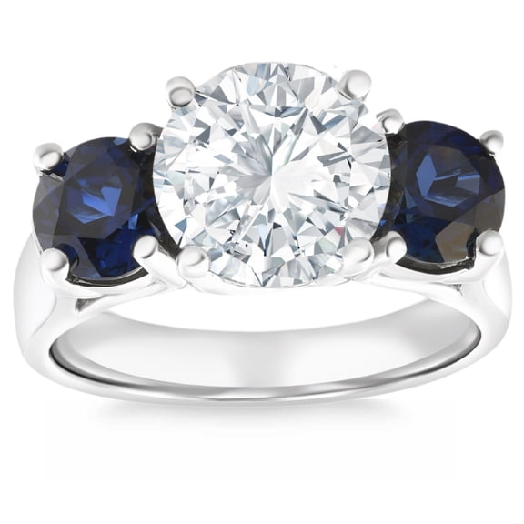 Pompeii Certified 4Ct Diamond Blue Sapphire Engagement Ring 14k Gold Lab Grown (FG,VS)