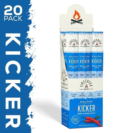FireCreek Snacks Kicker Spicy Meat Sticks, High Protein Low Sugar, Gluten Free, Beef Meat Stick (Box of 20 - 1oz Ea)