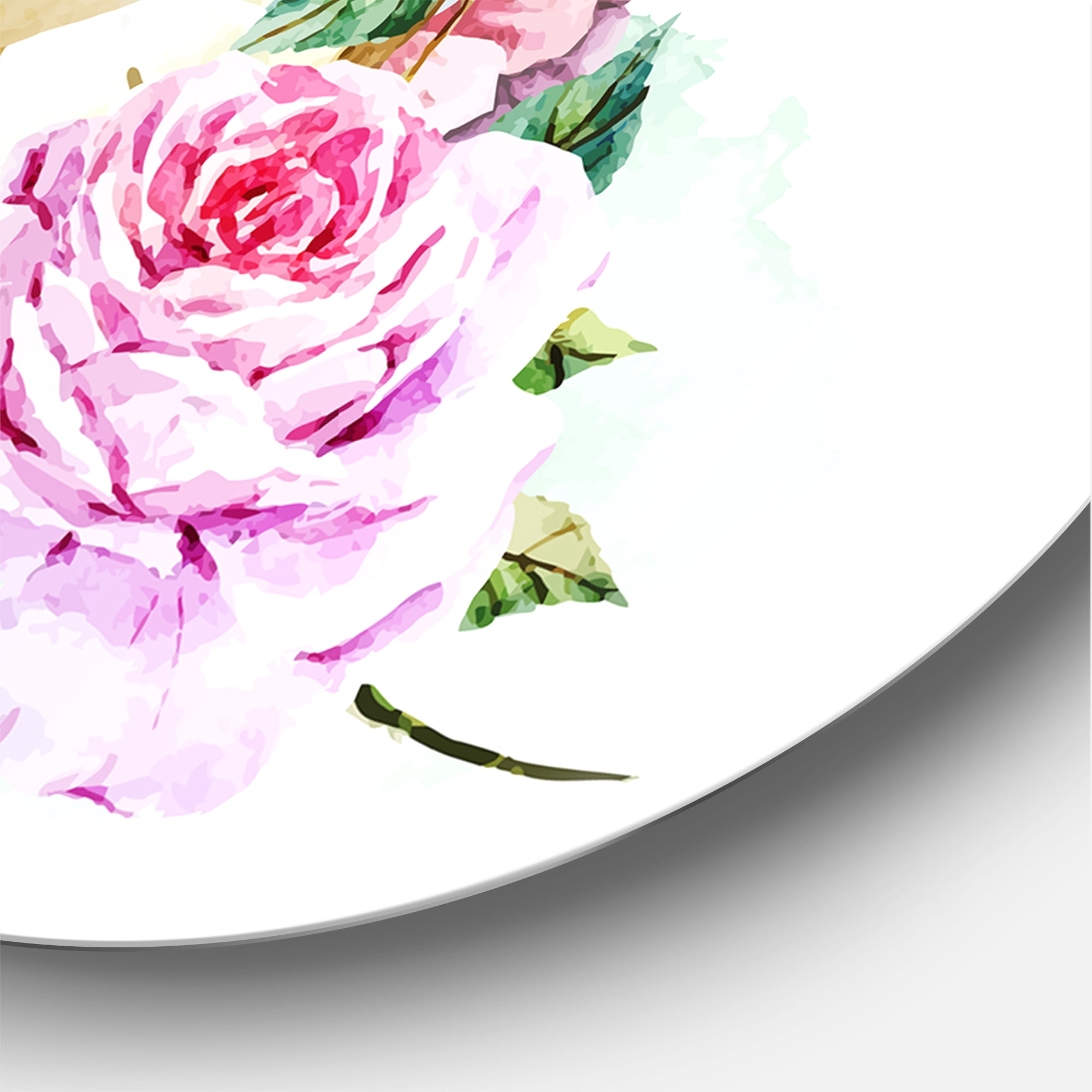 Designart 'Compass Among Flowers' Traditional Circle Metal Wall Art 36x36 - Disc of 36