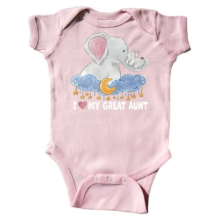 

Inktastic I Love My Great Aunt Cute Elephants with Moon and Stars Gift Baby Boy or Baby Girl Bodysuit
