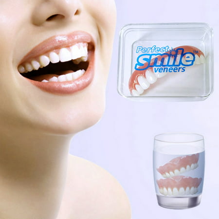 Braces Instant Veneers Dentures Fake Teeth Smile Serrated Denture Teeth Top and Bottom Comfort Fit Flex Teeth Socket to Make White Tooth Beautiful Neat