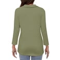 thumbnail image 6 of VDJ Summer T Shirts for Women Solid Color Lightweight Tee Blouse Casual Loose 3/4 Length Sleeve Zip V Neck Shirts Size XXL, 6 of 6